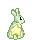 pale green bunny sitting away from viewer with a large pale yellow star on its back