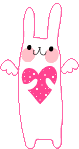 winged bunny holding a heart